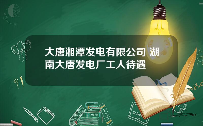 大唐湘潭发电有限公司 湖南大唐发电厂工人待遇